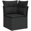 8-delat trädgårdsofaset med kuddar svart polyrotting akacia vidaXL Medium – miniatyr 7