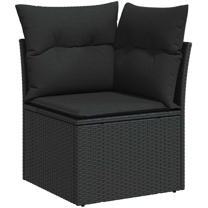 8-delat trädgårdsofaset med kuddar svart polyrotting akacia vidaXL Medium – bild 7