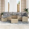 8-delat trädgårdsoffセット med kuddar Beige Poly Rattan vidaXL 100 x 55 x 73 cm – miniatyr 3