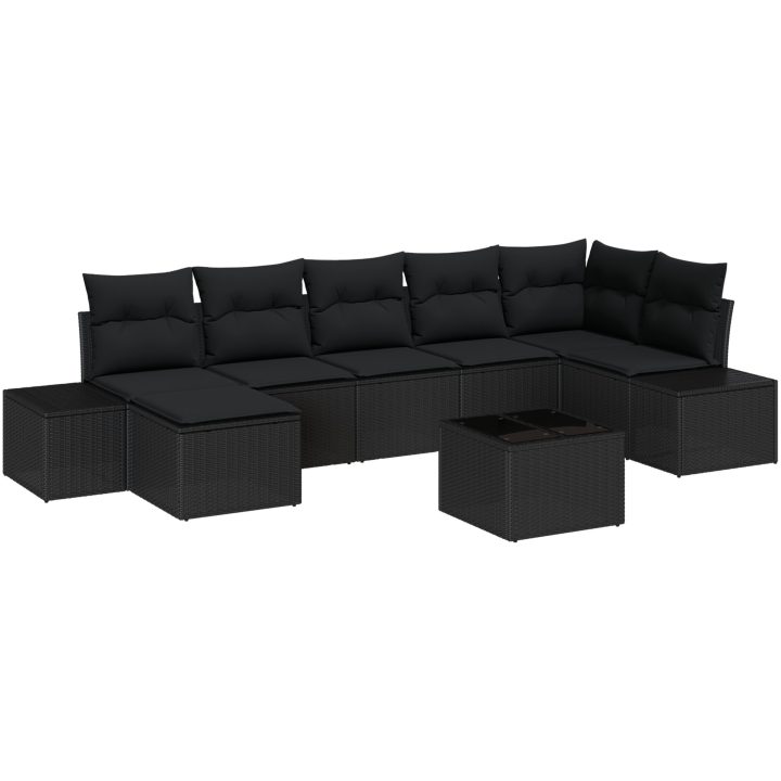 8-delat trädgårdsoff-set med beige kuddar i poly-rattan vidaXL 55 x 55 x 37 cm – bild 2