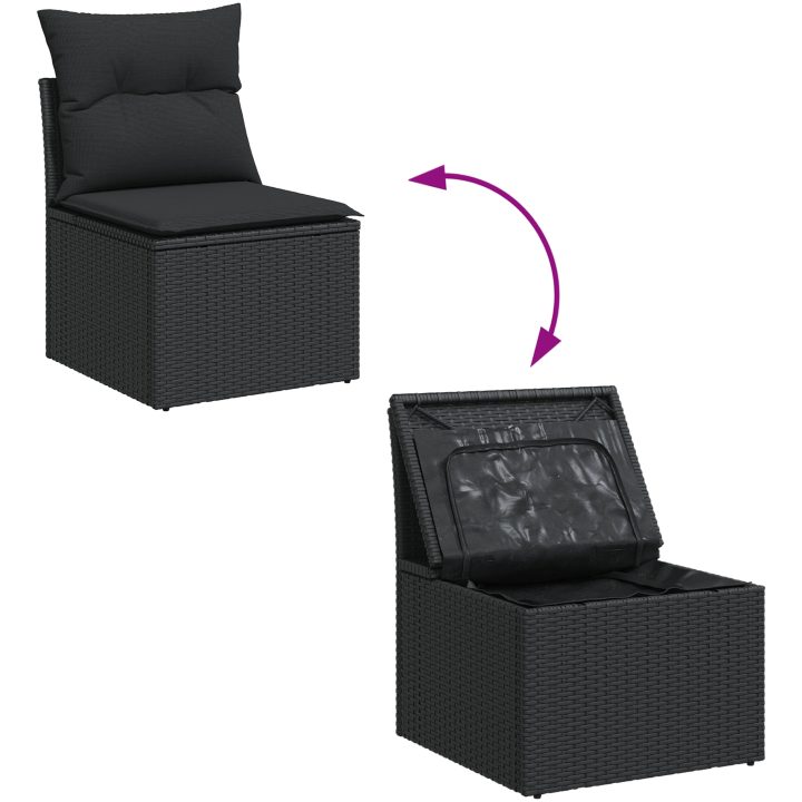 8-delat trädgårdsoff-set med beige kuddar i poly-rattan vidaXL 55 x 55 x 37 cm – bild 12