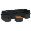 8-delat trädgårdsoff set med dynor svart poly rattan vidaXL Stor – miniatyr 2