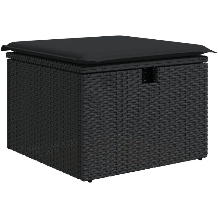 8-delat trädgårdsoff set med dynor svart poly rattan vidaXL Stor – bild 7