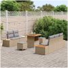 8-delat trädgårdsoff-set med kuddar beige poly rattan akacia vidaXL Medium – miniatyr 3