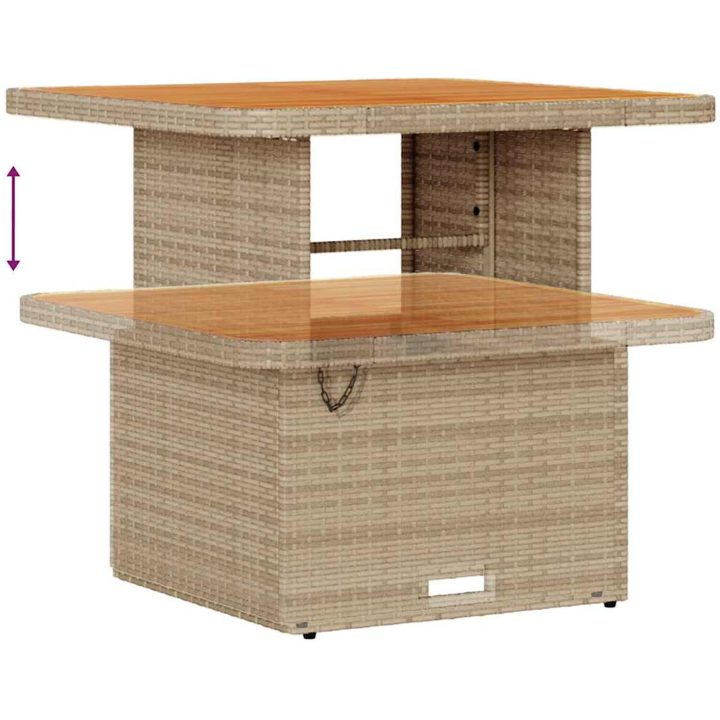 8-delat trädgårdsoff-set med kuddar beige poly rattan akacia vidaXL Medium – bild 6
