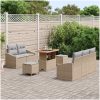 8-delat Trädgårdsoff Set med Kuddar Beige Poly Rattan Akacia vidaXL Större – miniatyr 3