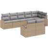 8-delat trädgårdsoff-set med kuddar beige poly rattan vidaXL Medium – miniatyr 1