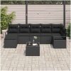 8-delat Trädgårdsoff Set med Kuddar Beige Poly Rattan vidaXL Stort – miniatyr 3