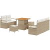 8-delat Trädgårdsoff set med Kuddar Beige Poly Rotting Akacia vidaXL Stor – miniatyr 2