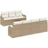 8-delat trädgårdsoff set med kuddar Beige Poly rotting vidaXL Stor – miniatyr 2