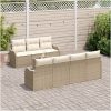 8-delat trädgårdsoff set med kuddar Beige Poly rotting vidaXL Stor – miniatyr 3