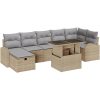 8-delat Trädgårdsoff Set med Kuddar Beige Poly Rottning vidaXL Stor – miniatyr 2