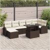 8-delat trädgårdsoff set med kuddar, brun poly rattan vidaXL 100 x 55 x 73 cm – miniatyr 1