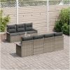 8-delat trädgårdsoff-set med kuddar grå poly rattan akacia vidaXL 55 x 55 x 37 cm – miniatyr 3
