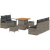 8-delat trädgårdsoff-set med kuddar grå poly-rattan akacia vidaXL Standard – miniatyr 2
