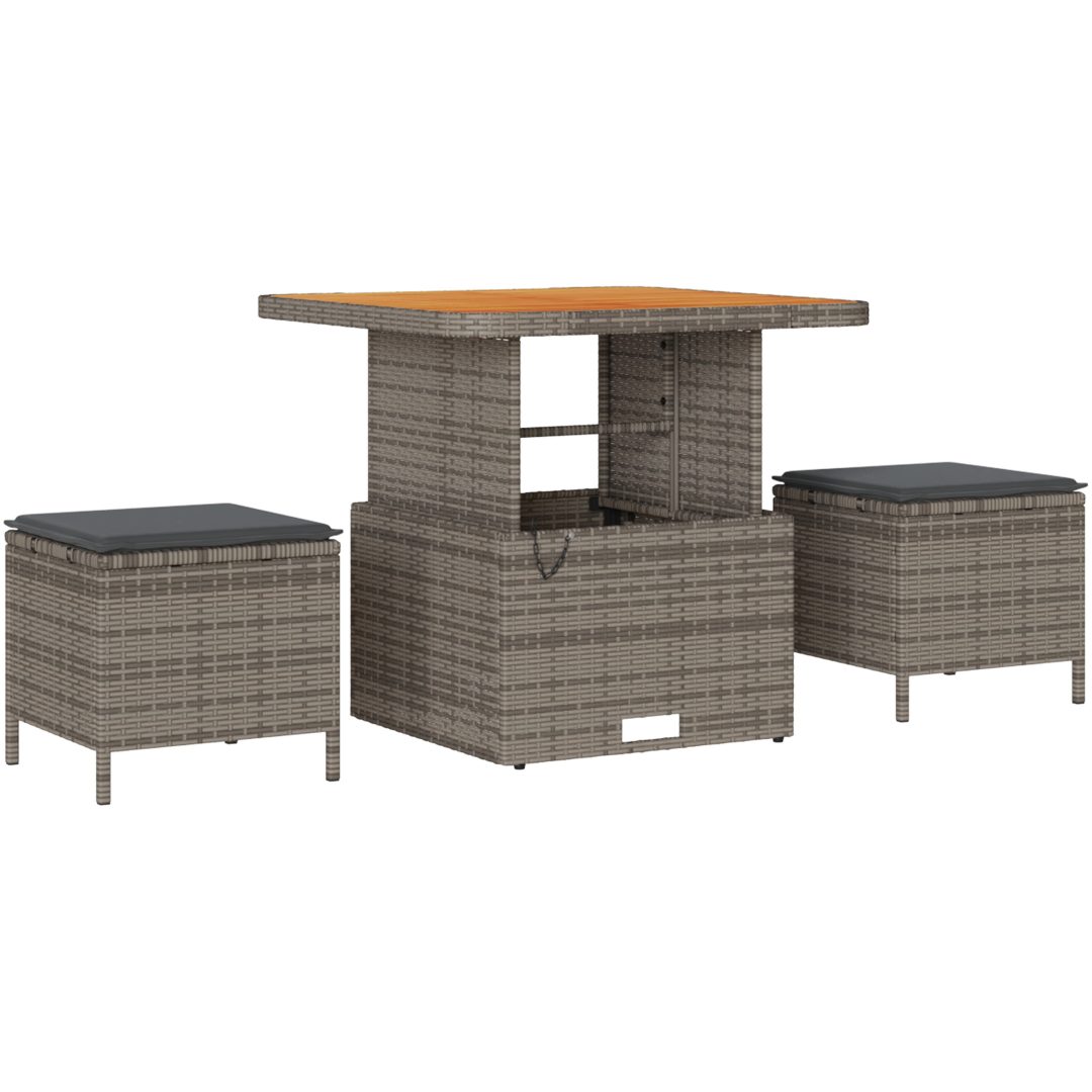 8-delat trädgårdsoff-set med kuddar grå poly-rattan akacia vidaXL Standard – bild 4
