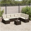 8-delat trädgårdsoff set med kuddar i grå poly rotting vidaXL Stor – miniatyr 1