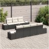 8-delat Trädgårdsoff set med kuddar Svart konstrotting vidaXL 55 x 55 x 37 cm – miniatyr 3