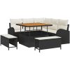 8-delat trädgårdsoff-set med kuddar Svart poly-rattan acacia vidaXL Medium – miniatyr 2