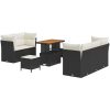 8-delat trädgårdsoff set med kuddar svart poly rattan akacia vidaXL Medium – miniatyr 2