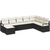 8-delat Trädgårdsoff Set med Kuddar Svart Poly Rattan vidaXL Stor – miniatyr 2