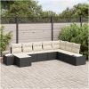 8-delat Trädgårdsoff set med kuddar Svart Poly Rotting vidaXL 319 x 209 x 85 cm – miniatyr 1