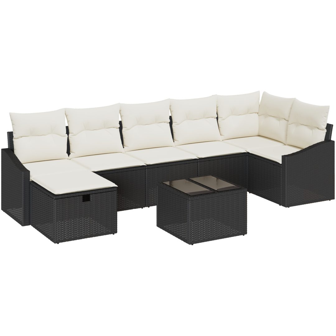 8-delat Trädgårdsoff-set med Kuddar Svart Polyroting vidaXL 55 x 62 x 69 cm – bild 2
