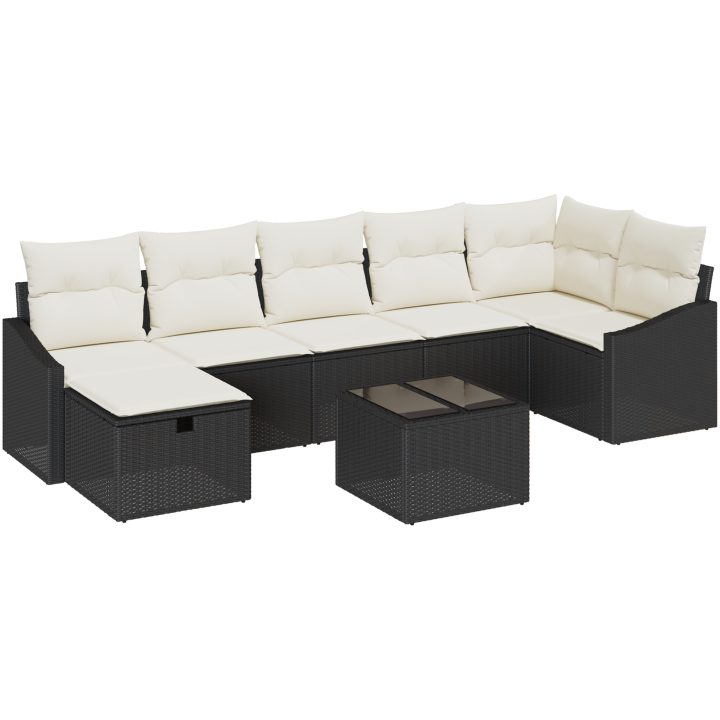 8-delat Trädgårdsoff-set med Kuddar Svart Polyroting vidaXL 55 x 62 x 69 cm – bild 2