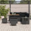 8-delat trädgårdsoffa set med kuddar Svart Poly Rattan Akacia vidaXL Stor – miniatyr 3