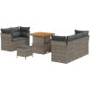 8-delat Trädgårdsoffas med Dynor Grå Poly Rattan Akacia vidaXL Medium – miniatyr 2