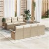 8-delat trädgårdsoffas med kuddar beige poly rattan vidaXL 55 x 55 x 37 cm – miniatyr 1