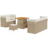 8-delat Trädgårdsoffas med kuddar Beige Poly rotting Acacia vidaXL Medium – miniatyr 2