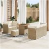 8-delat Trädgårdsoffas med kuddar Beige Poly rotting Acacia vidaXL Medium – miniatyr 1