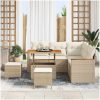 8-delat Trädgårdsoffaset med Dynor Beige Poly Rattan Akacia vidaXL Medium – miniatyr 3