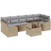 8-delat trädgårdsoffaset med dynor beige poly rattan vidaXL Stor – miniatyr 2