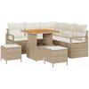 8-delat Trädgårdsoffaset med Kuddar Beige Poly Ratt vidaXL 5 - Delat set – miniatyr 2