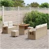 8-delat trädgårdsoffaset med kuddar Beige Poly Rattan Akacia vidaXL Medium – miniatyr 3