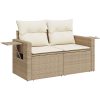 8-delat trädgårdsoffaset med kuddar Beige Poly Rattan Akacia vidaXL Medium – miniatyr 6