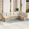 8-delat trädgårdsoffaset med kuddar beige poly-rotting vidaXL 297.5 x 187.5 x 85 cm – miniatyr 1