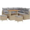 8-delat trädgårdsoffaset med kuddar Beige Poly Rottings-Akacia vidaXL Stor – miniatyr 2