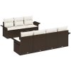 8-delat Trädgårdsoffaset med Kuddar Brun Poly Rattan vidaXL 55 x 55 x 37 cm – miniatyr 2