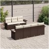 8-delat Trädgårdsoffaset med Kuddar Brun Poly Rattan vidaXL 55 x 55 x 37 cm – miniatyr 3