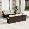 8-delat Trädgårdsoffaset med Kuddar Brun Poly Rattan vidaXL 55 x 55 x 37 cm – miniatyr 1