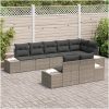 8-delat trädgårdsoffaset med kuddar grå poly rattan vidaXL 184 x 62 x 85 cm – miniatyr 3