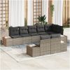 8-delat trädgårdsoffaset med kuddar grå poly rattan vidaXL 184 x 62 x 85 cm – miniatyr 1