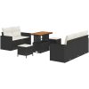 8-delat trädgårdsoffaset med kuddar svart poly konstrotting akacia vidaXL Medium – miniatyr 2