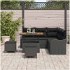 8-delat trädgårdsoffaset med kuddar svart poly-rattan akacia vidaXL Medium – miniatyr 3