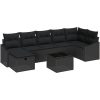 8-delat trädgårdsoffaset med kuddar svart poly rotting vidaXL 55 x 62 x 69 cm – miniatyr 2