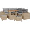 8-delat trädgårdsoffasett med dynor beige poly rattan akacia vidaXL Medium – miniatyr 2