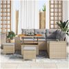 8-delat trädgårdsoffasett med dynor beige poly rattan akacia vidaXL Medium – miniatyr 3